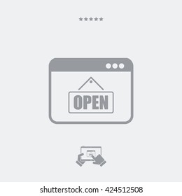 "Open" signboard store icon