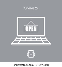 "Open" signboard store icon