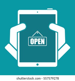 "Open" signboard store icon