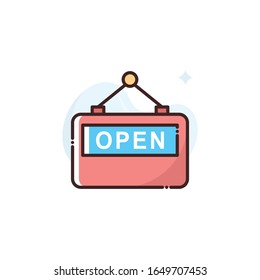 Abrir icono del vector de la placa de la señal. archivo EPS 10 de estilo ilustración