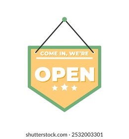 Open signboard vector illustration, simple store signboard open vector isolated on a white background