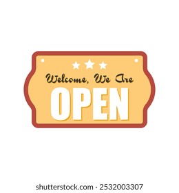Open signboard vector illustration, simple store signboard open vector isolated on a white background
