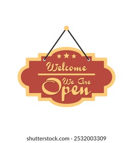 Open signboard vector illustration, simple store signboard open vector isolated on a white background