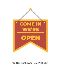Open signboard vector illustration, simple store signboard open vector isolated on a white background