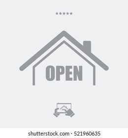 "Open" signboard - Vector web icon