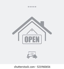 "Open" signboard - Vector web icon