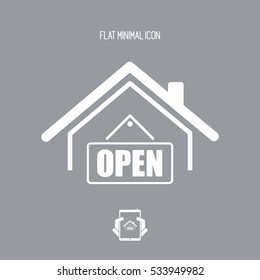 "Open" signboard - Vector web icon