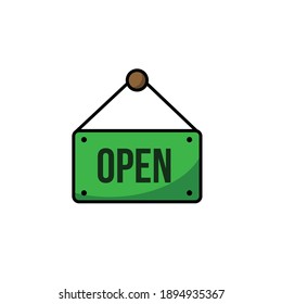 Open sign.Colored flat vector icon.design for web UI, mobile upp, banner, poster.Vector illustration.