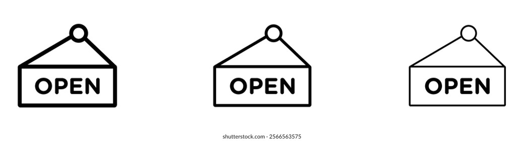 Open signs in black and color style