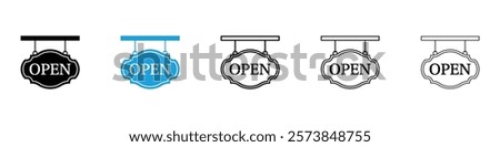 Open signs in filled and 3 stroke weights