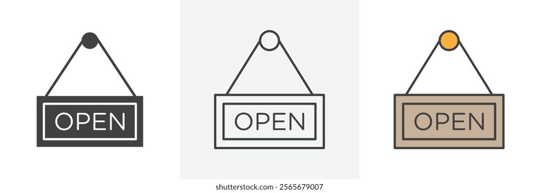 Open signs set in black and colored versions