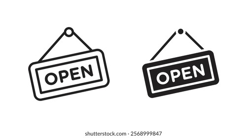 Open signs set vector graphics designs