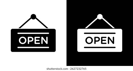 Open signs vector, solid illustration, pictogram