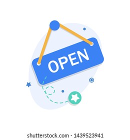 Open Sign.Thin line flat for web. On boarding screen for mobile apps