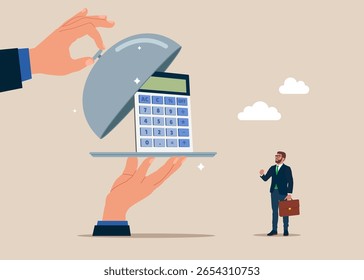 Abra o relógio de prata para ver a calculadora. Poupança, Recolha de Dinheiro em Conta, Depósito Bancário Aberto. Conceito De Economia Orçamental De Finanças Familiares. Calculadora de contagem de dinheiro. Ilustração de vetor plano