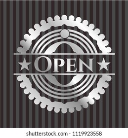 Open silvery shiny badge