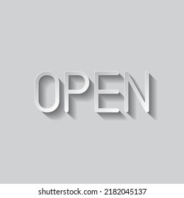 Open simple icon vector. Flat design. Paper style with shadow. Gray background.ai