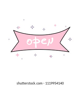 Open singboard ribbon isolated on white background. Vector illustration.