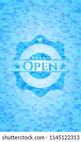 Open sky blue mosaic emblem