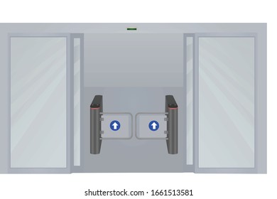 Open sliding door and barrier. vector