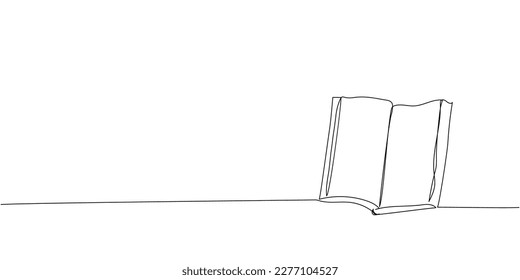 Abrir cuaderno pequeño con una línea de arte. Dibujo continuo de línea de libro, biblioteca, educación, escuela, estudio, literatura, papel, libro de texto, conocimiento, lectura, aprendizaje, página, lectura.