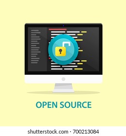 Open Source Code, Computer Programming. Vector Illustration