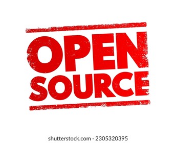 Open Source is source code that is made freely available for possible modification and redistribution, text concept stamp