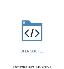 Open Source concept 2 colored icon. Simple blue element illustration. Open Source concept symbol design from ecommerce set. Can be used for web and mobile UI/UX
