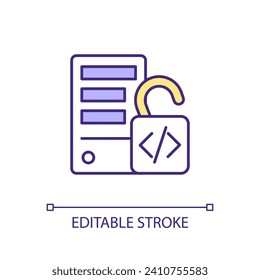 Open source database RGB color icon. Free to view codebase. Accessible modification and usage. System management. Isolated vector illustration. Simple filled line drawing. Editable stroke