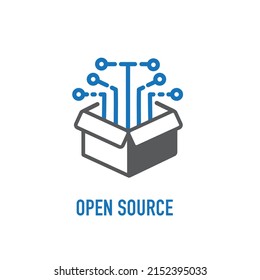 Open Source Icon. Software With Open Code. Vector Illustration