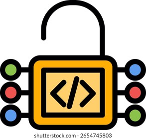 Design de ícone preenchido de linha de licença de código aberto