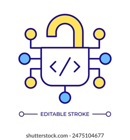 Open source license RGB color icon. Access control. Shareware management, freeware distribution. Intellectual property. Isolated vector illustration. Simple filled line drawing. Editable stroke