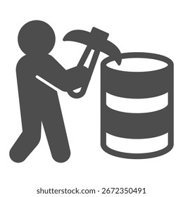 , Open source program disks and data miner person solid icon, osint analytics concept. Vector graphics. Array of collection sign on white background, glyph style icon of mobile or web design