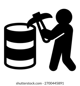 , Discos de programa de código aberto e data miner pessoa ícone sólido, conceito de análise pontual. Gráficos vetoriais. Matriz de sinal de coleção no fundo branco, ícone de estilo de glifo do design móvel ou web