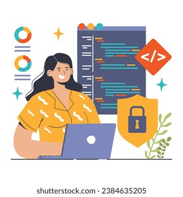 Open source. Software with code available for use, modification, and distribution. Collaborative free accessible software. Flat vector illustration