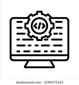 Open Source Software Line Vector Illustration On White Background.