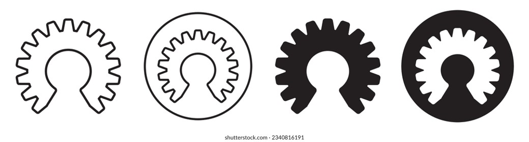 Open Source symbol Icon set vector collection black and white round mark. Cyber developer programming conceptual collaboration in coding model of computer program web app ui use. Security of laptop