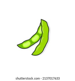 Open soybean isolated on a white background. Soybean, green pods. Vector illustration of nuts in simple cartoon flat style. Food icon concept isolated vector.