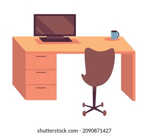 Interior de oficina en el espacio abierto. Moderno lugar de trabajo o espacio de trabajo, centro de trabajo conjunto creativo no vacía a nadie. Cómodo lugar de trabajo