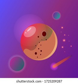 offene Räume und glänzender Planet mit Kratern in der Nacht Himmel helle Komet bezaubernde Landschaft