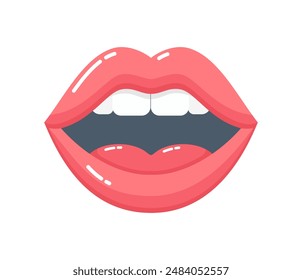 Open speaking or singing mouth isolated on white background, front view. Flat vector illustration