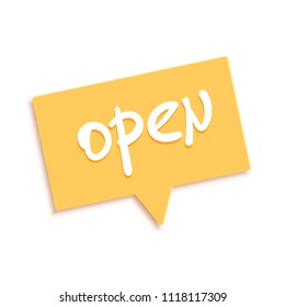 Open speech bubble singboard isolated on white background. Vector illustration.