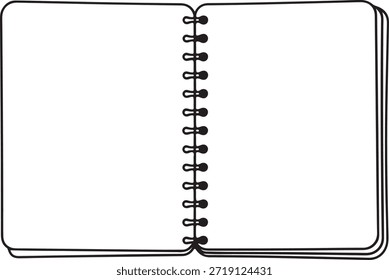 Cuaderno encuadernado en espiral abierto con Páginas en blanco sobre fondo blanco Ilustración vectorial