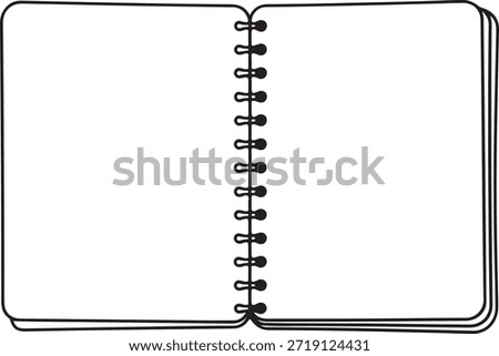 Open Spiral Bound Notebook with Blank Pages on White Background vector illustration