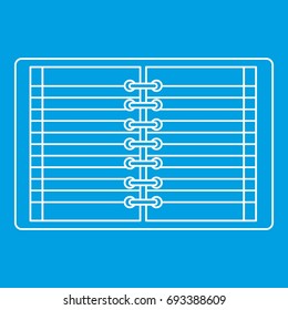 Open spiral lined notebook icon blue outline style isolated vector illustration. Thin line sign