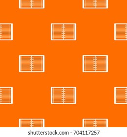 Open spiral lined notebook pattern repeat seamless in orange color for any design. Vector geometric illustration