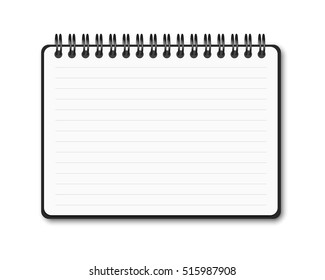open Spiral notebook with lined  isolated on white vector