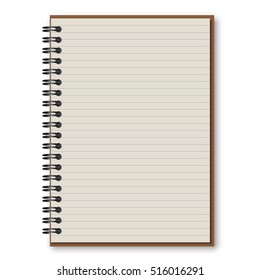 open Spiral notebook with lined isolated on white vector