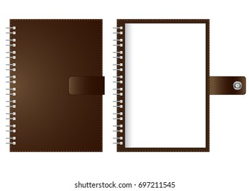 Abrir papel blanco de cuaderno de espiral aislado en fondo blanco.