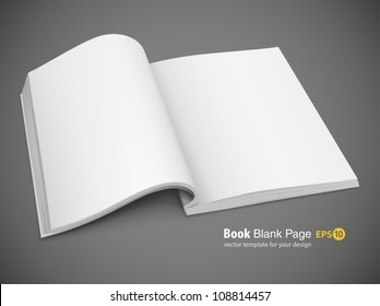 open spread of book with blank white pages vector illustration gradient mesh used EPS10. Transparent objects used for shadows and lights drawing.